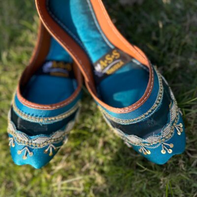 Turquoise Traditional Embroidered Khussa