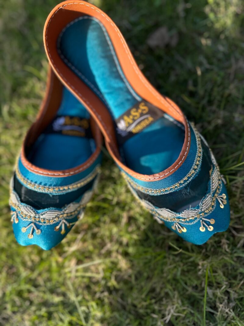 Turquoise Traditional Embroidered Khussa