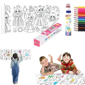 Children's Coloring Drawing Roll 3 Meter with Free Color Markers photo review